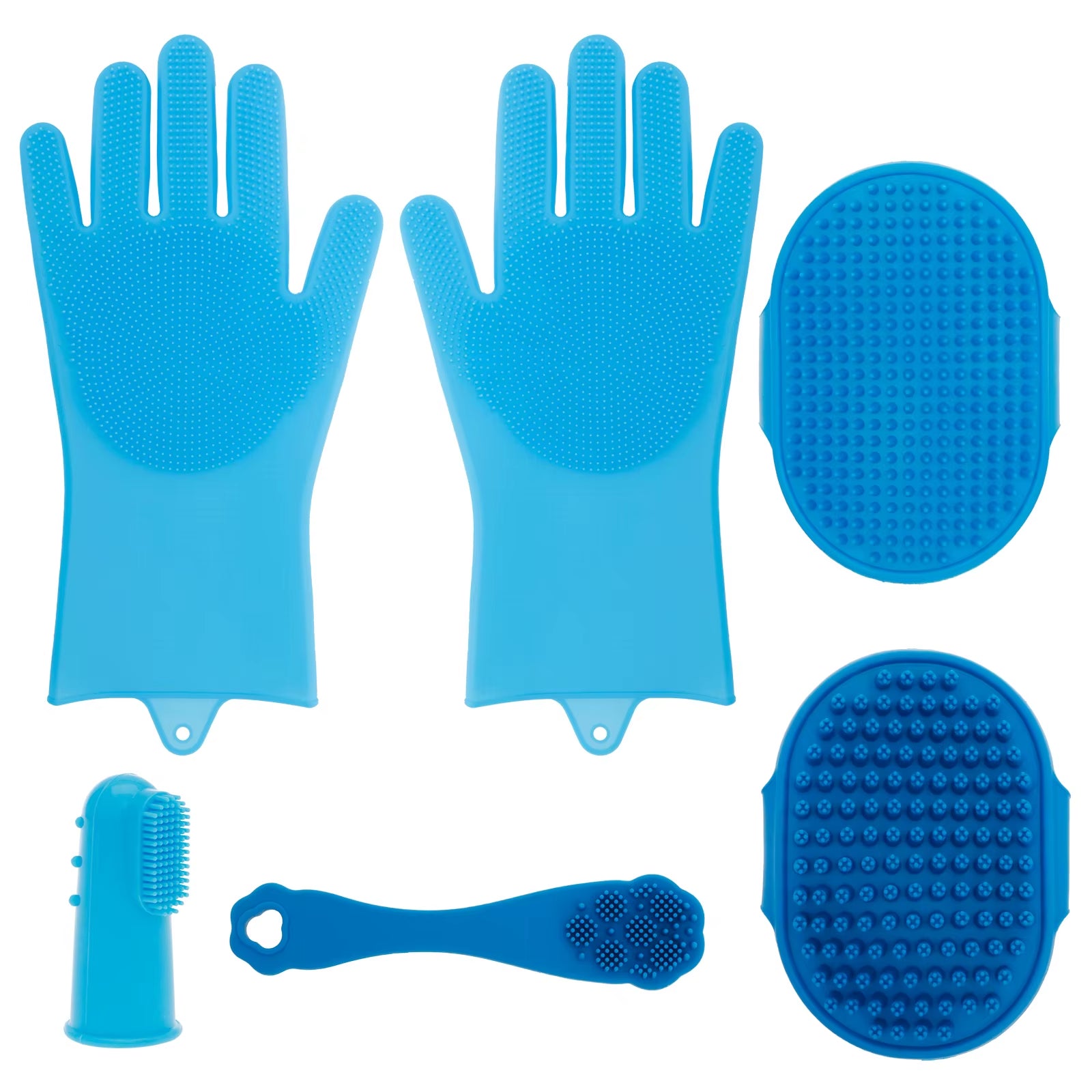 6/8Pcs Pet Grooming Glove Dog Cat Hair Removal Cleaning Brush Toothbrush Comb Bathing Shampoo Glove Silicon Scrubber Dishwashing