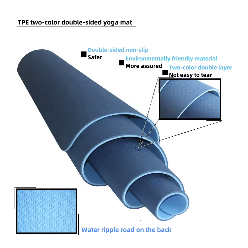 6Mm Yoga Mat anti Slip Extra Thick Big Large Tpe Yoga Mat Design Your Own Yoga Mat Custom Print Eco Friendly Kids