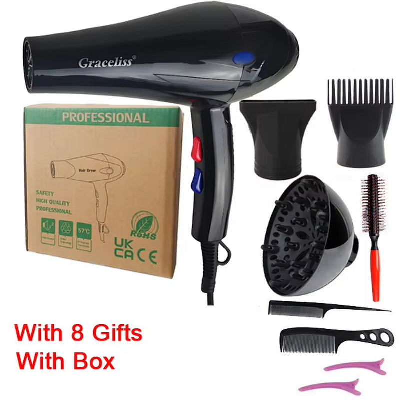 For Hairdresser and Hair Salon Long Wire EU Plug Real 2100W Power Professional Blow Dryer Salon Hair Dryer Hairdryer