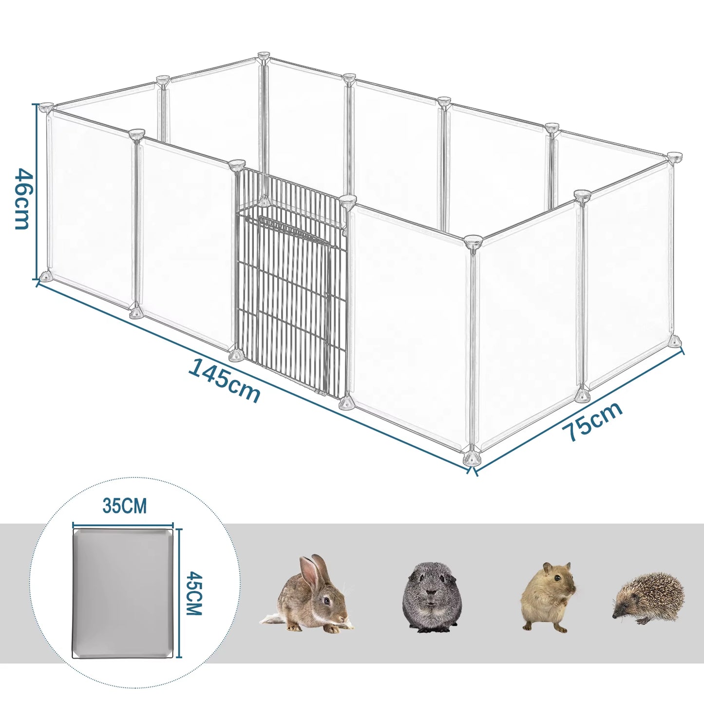 Pet Playpen DIY Metal Wire Exercise Modular Enclosure with Door Small Animals Cage for Guinea Pig Rabbit Gerbil Hedgehog Pet Run