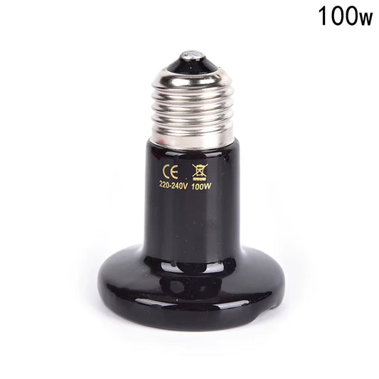 50/75/100W Reptile Heat Lamp Black Infrared Ceramic Emitter Heat Light Bulb Pet Brooder Touch Lamp for Chameleon Cage Snake Tank