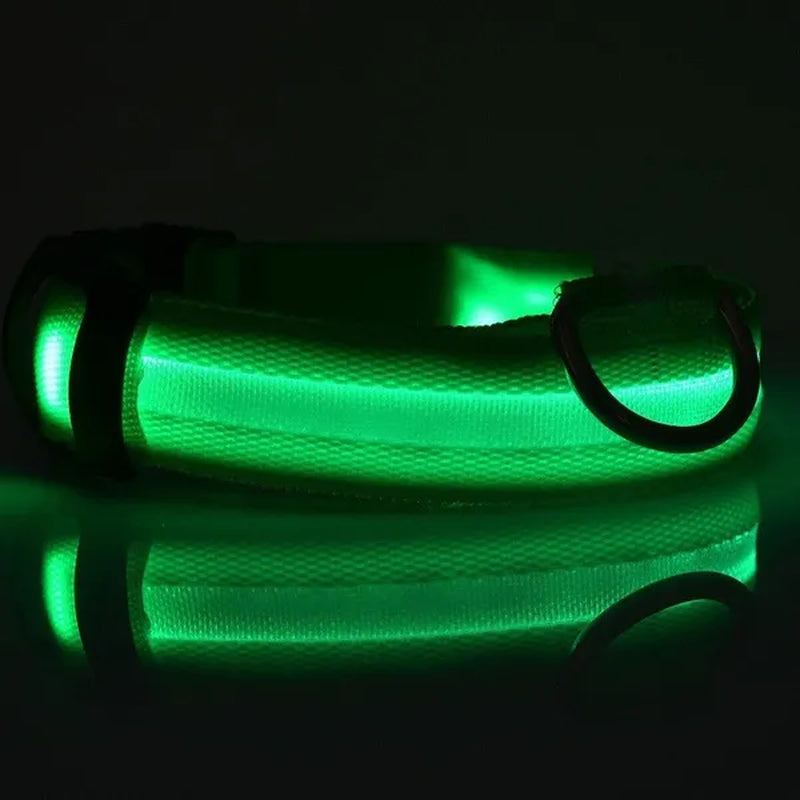 Nylon LED Pet Dog Collar,Night Safety Flashing Glow in the Dark Dog Leash,Dogs Luminous Fluorescent Collars Pet Supplies