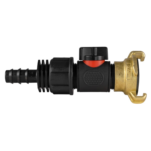 16mm Barbed Straight with In-Line BSPM Valve and Geka Type Connector-0