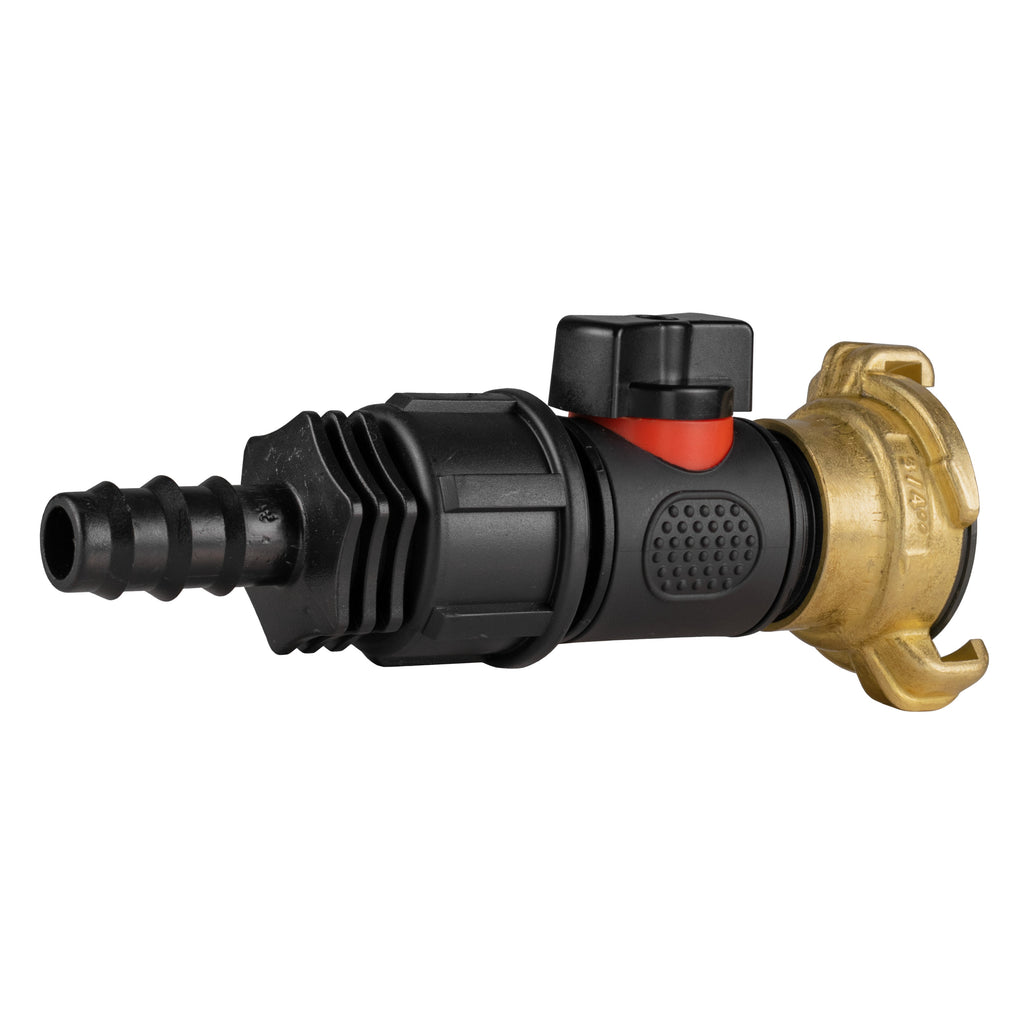 16mm Barbed Straight with In-Line BSPM Valve and Geka Type Connector-2