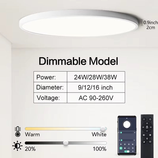 0.9Inch Ultra-Thin Ceiling Lamp Smart App/Remote Control LED Ceiling Lights for Room Dimmable Panel Light for Living Room Kichen