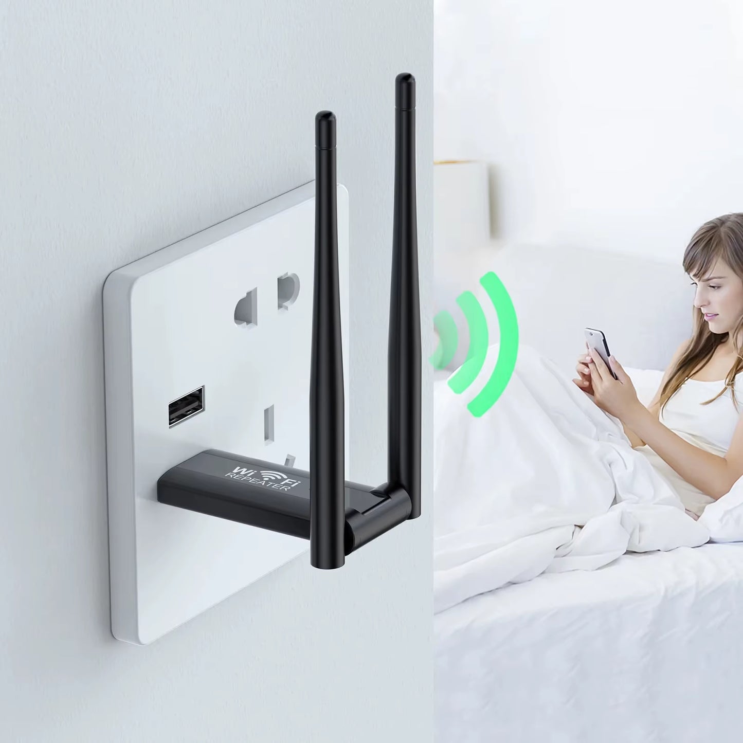 2.4G 300Mbps USB Wireless Wifi Repeater Extender Wifi Signal Amplifier Booster Long Range Wi-Fi Router Home Network Extension