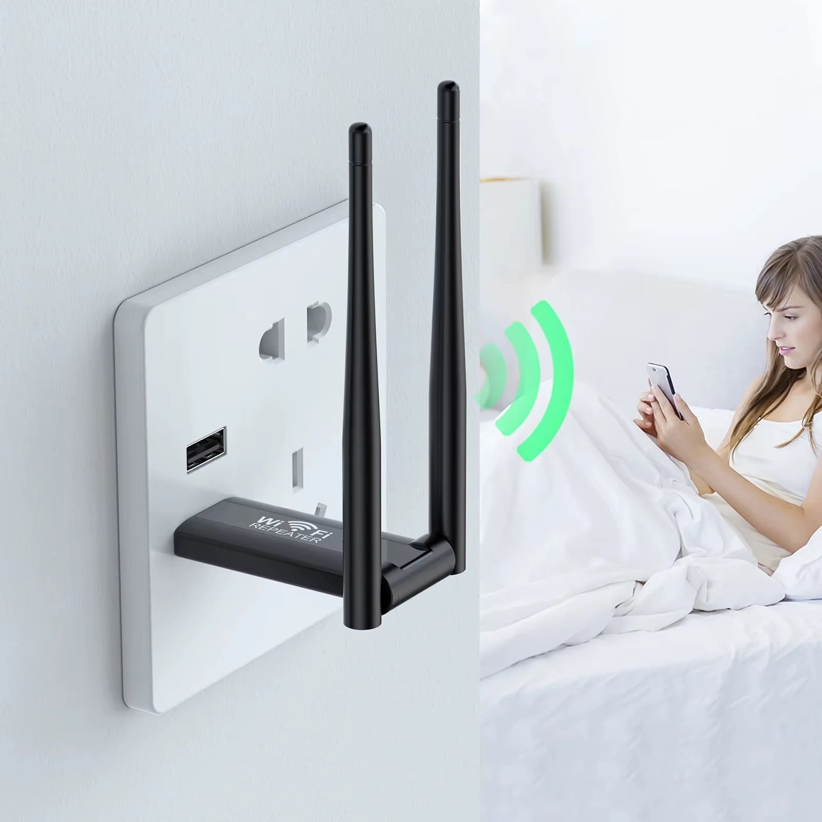 2.4G 300Mbps USB Wireless Wifi Repeater Extender Wifi Signal Amplifier Booster Long Range Wi-Fi Router Home Network Extension