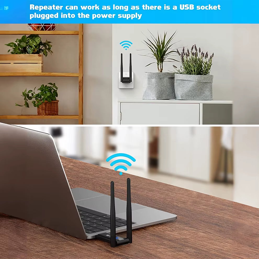 2.4G 300Mbps USB Wireless Wifi Repeater Extender Wifi Signal Amplifier Booster Long Range Wi-Fi Router Home Network Extension