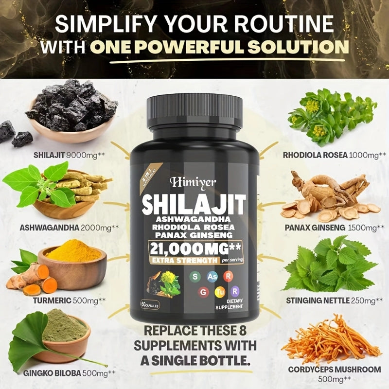 SHILAJIT ASHWAGANDHARHODIOLA ROSEAPANAX GINSENG21,000MG