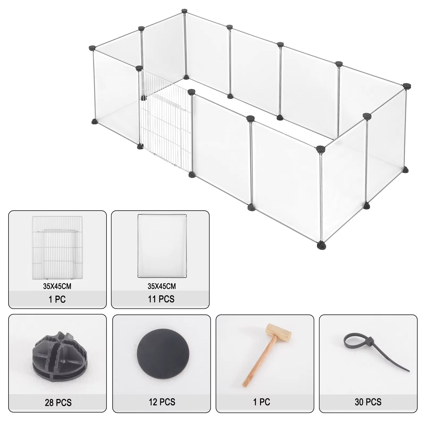 Pet Playpen DIY Metal Wire Exercise Modular Enclosure with Door Small Animals Cage for Guinea Pig Rabbit Gerbil Hedgehog Pet Run