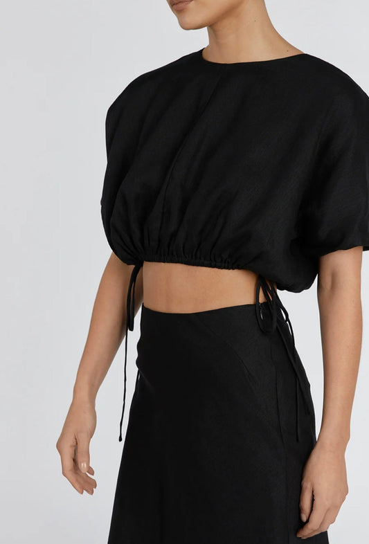 Black Linen Top | Linen Top | Crop Top | Summer Top | Kaftan Top-0